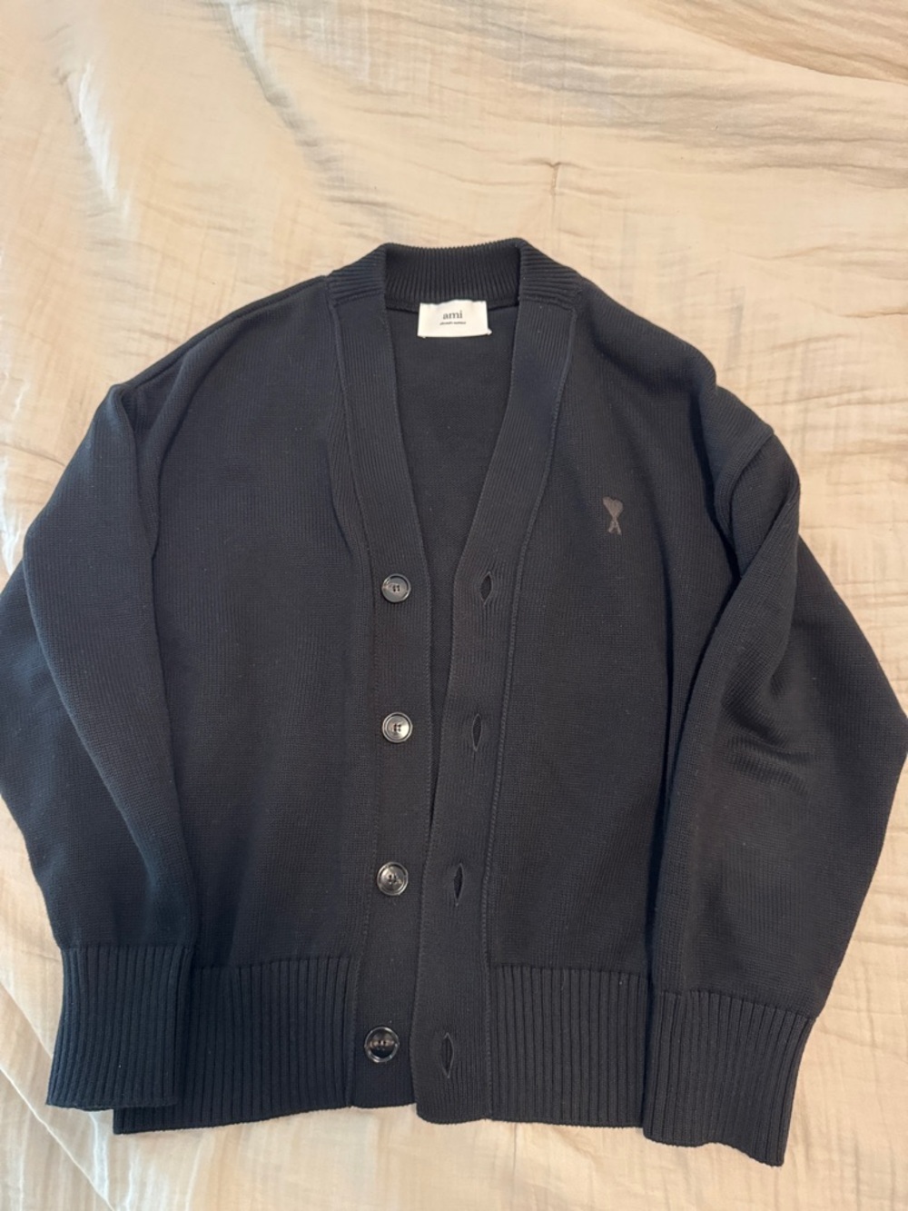 Ami Black Button-Up V-Neck Cardigan
